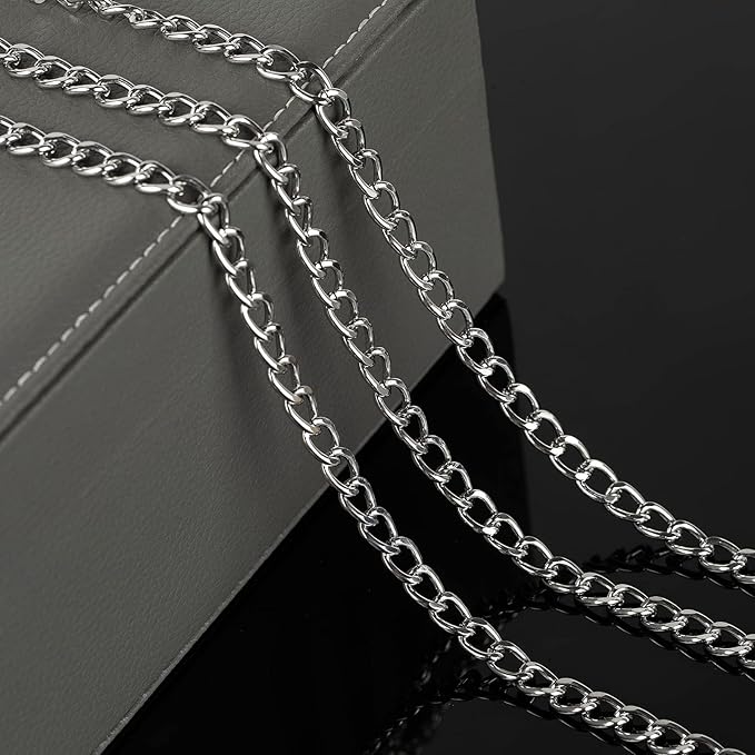 16.4 Feet Twisted Curb Chain Links Silver Plated Aluminum Bracelet Necklace Chain Bulk for DIY Craft Jewelry Making with Lobster Clasps and Jump Rings