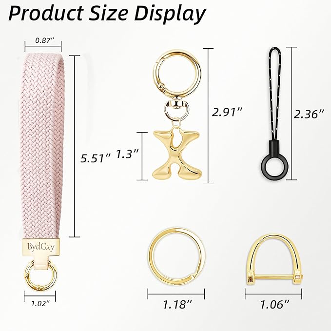 Stretchy Wristlet Initial Keychain, Key Chains Women Cute with Keyring, Llaveros para Mujer, Car Key Accessories