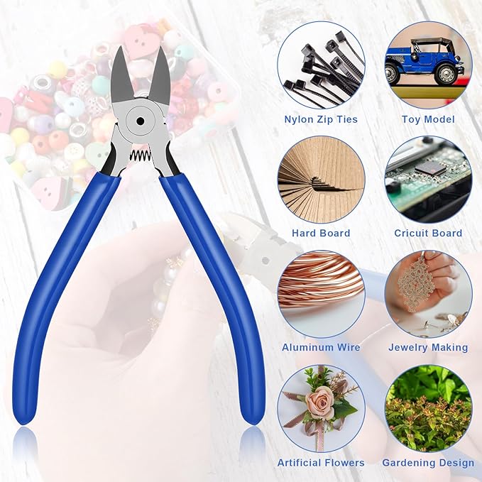 6 inch Wire Cutters Wire Flush Cutter Heavy Duty Wires Cutters with Non-Slip Handle Spring Loaded Side Cutter for Jewelry Making Crafts Electronics Zip Ties DIY Models