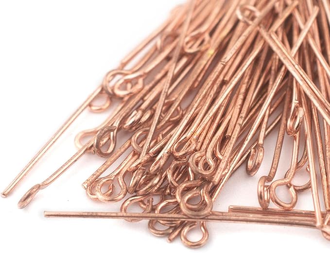 The Bead Chest Copper 21 Gauge 1.5 Inch Eye Pins (Approx 100 Pieces)