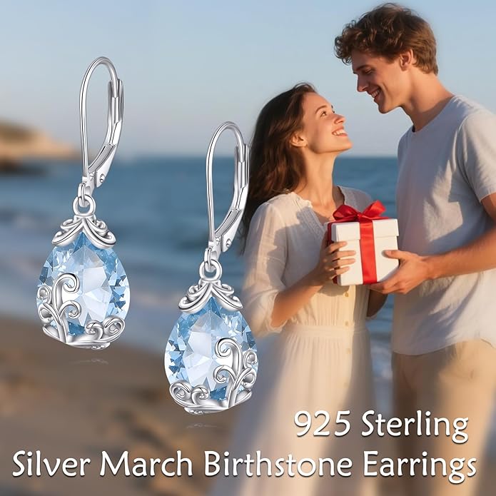 POPLYKE Celtic Filigree Teardrop Drop Dangle Earrings Sterling Silver Leverback Earrings Jewelry for Women