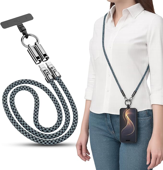 TOP-UP Lanyard – Cell Phone Strap with 240W USB C Charging & Data Cable – Durable Travel Essentials for iPhone 17/16/15