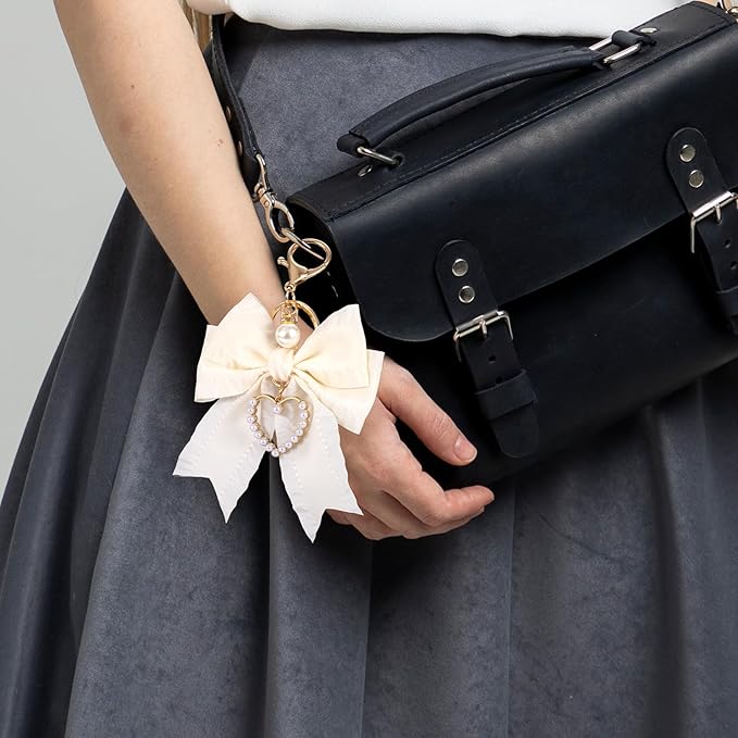 Joez Wonderful Bow Keychains, Coquette Pearl Bookbag Charms, Cute Bow Accessories for Wistlet, Purse, Car Keys