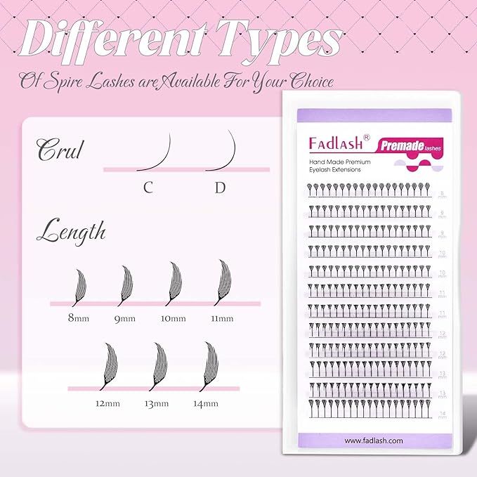 FADLASH Premade Anime Lashes Premade Spire Anime Lash Extensions 0.07 D Curl Volume Premade Lash Fans Manga Lashes Natural Look for Salon Use (0.07-D, 8-14mm)
