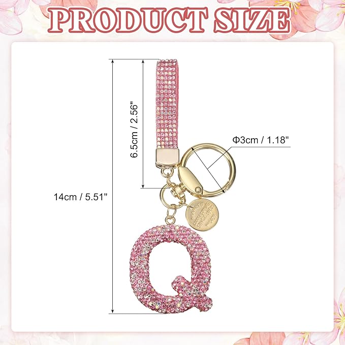 PATIKIL Initial Letter Keychain, Cute Sparkly Rhinestone Key Chain Alphabet Charm for Car Keys Handbags Purse