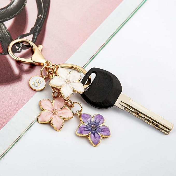 Cute Fashion Keychain Initial Letter Keys Charm Gifts for Women with Key Ring Purse Charms for Handbags