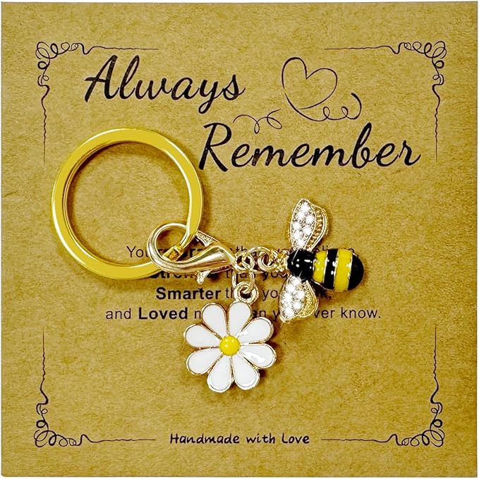 DDTKZC Keychain Sunflower Bee Bag Charms Purse,Key Chains-Car Keyrings Womens Cute,Ieather Backpack/handbag Pendant