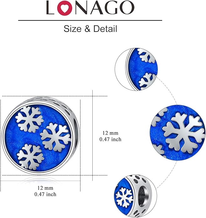 LONAGO 925 Sterling Silver Personalized Photo Charm Fit Compatible for Bracelet Necklace Customized Heart Round Shape Picture Bead