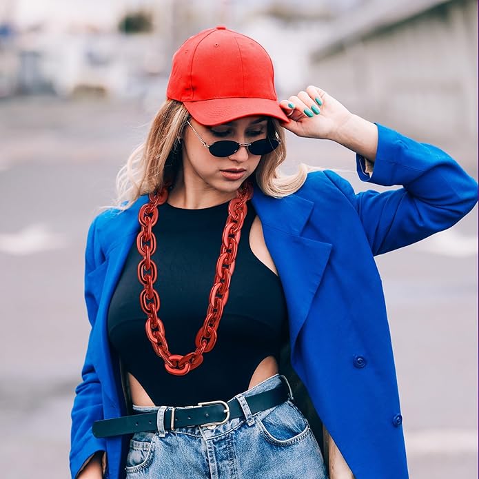 Remuuly Plastic Chain Necklace Chunky Big Fake Necklace Hip Hop Rapper Giant Turnover Chain Costume for Halloween