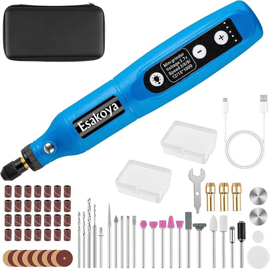 Cordless Rotary Tool, Mini Power Rotary Kit with 75 Accessories, 5 Variable Speed & 3.7v Type-C Charging Engraving Rotary Tool for Engraving, Sanding, Polishing, Drilling, Grinding, DIY Crafts