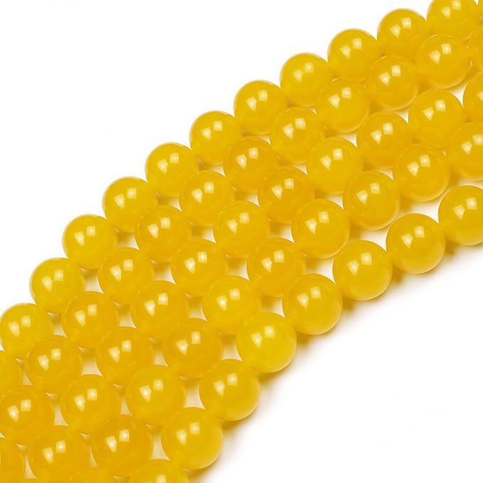 MJDCB Natural Yellow Jade Round Loose Beads for Jewelry Making DIY Bracelet Necklace (6mm)