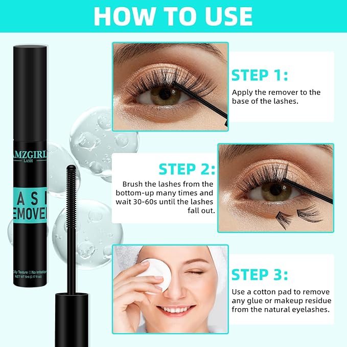 Eyelash Extension Remover,Lash Cluster Remover For Lash Extensions,Individual Lashes Remover Non Irritating,Diy Eyelashes Clusters Glue Remover Oil,Eye Cleanser For Removal Diy Lash Extensions（5ml）