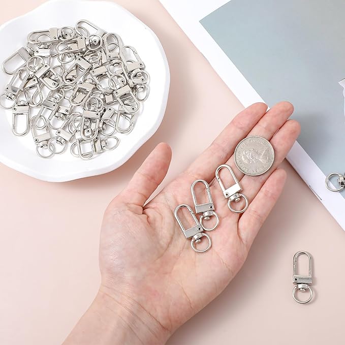 50 Pcs Lobster Claw Clasps for Keychains Swivel Lanyards Trigger Snap Hooks Strap Keychain Hook for Jewelry Purse Making DIY Bags Key Rings Art Crafts Pet Collar Silver 1.38 × 0.39 × 0.16 Inch