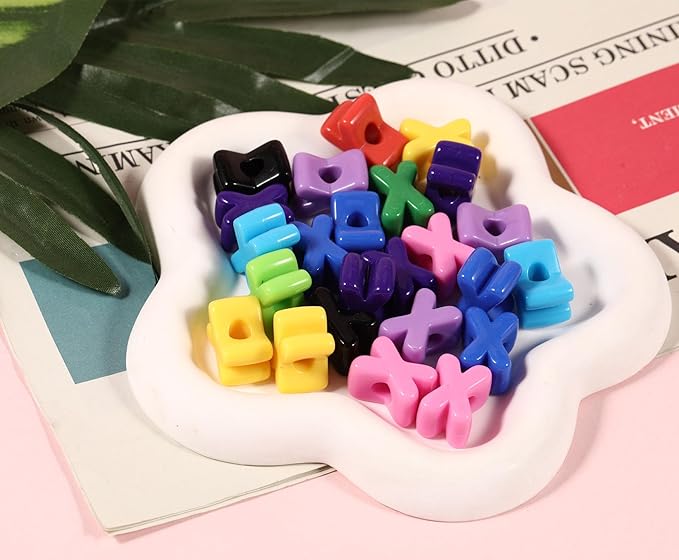 40 PCS Letter Beads 3D Acrylic 21mm x 15mm X Loose for Jewelry Making Bracelet Necklaces Keychain Phone Bag Chain Key Chains(Mixed Color X)
