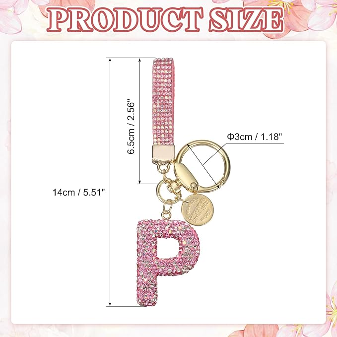 PATIKIL Initial Letter Keychain, Cute Sparkly Rhinestone Key Chain Alphabet Charm for Car Keys Handbags Purse