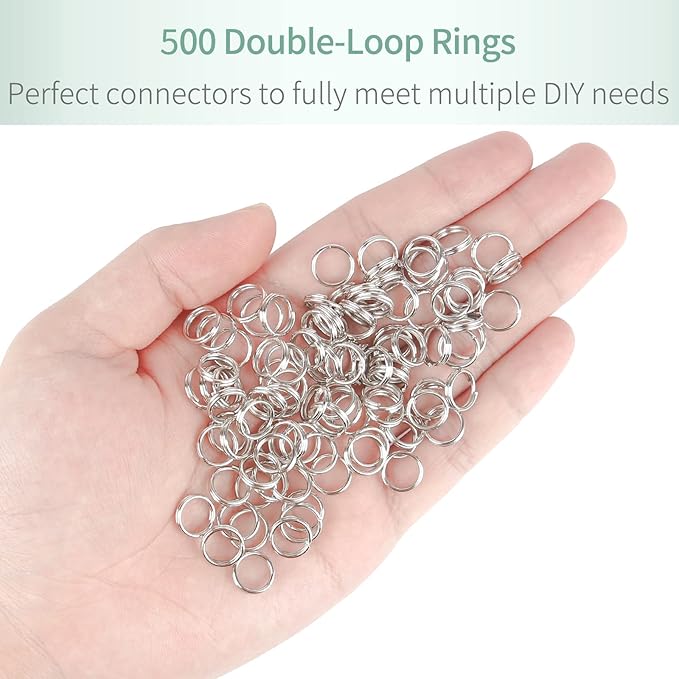 Uniclife 500 Pack 2/5 Inch Mini Split Jump Ring with Double Loops Small Metal Rings Connectors for Jewelry Necklaces Bracelets Earrings Crafts Ornaments and DIY Arts