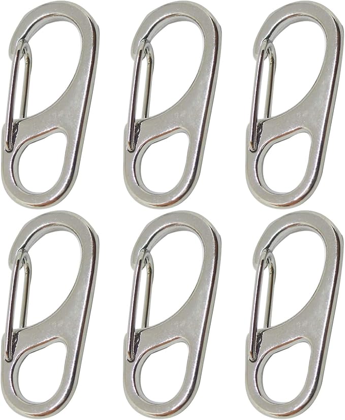 Small Carabiner Clips 1.25 inch/1.85 inch Snap Hooks with Fixed Eye Spring Gate Keychain Parocord Rope Clasps Accessories
