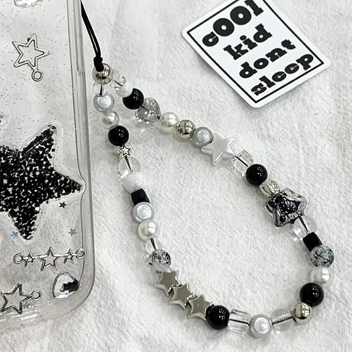 2 Pcs Phone Charm Strap Hand Universal for iPhone Wrist Strap Camera Lanyard Pearl Beaded Cute Chain String Accessories Universal for iPhone 17 Pro Max Samsung Women Girls Phones Bag Keychain