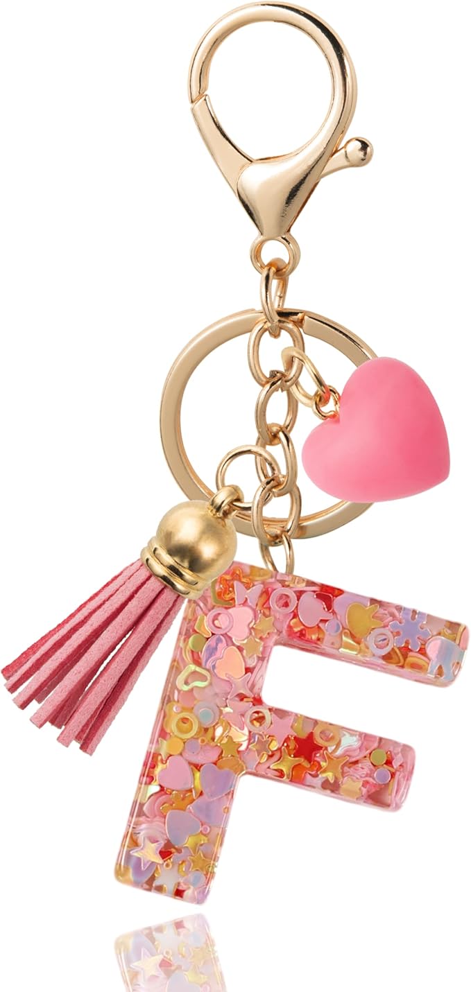 Alphabet Initial Letter Keychain Cute Heart Resin - Letter Keychain for Backpack Charms - Initial Keychains for Women