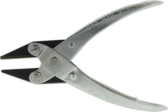 The Beadsmith Half Round/Flat Nose Parallel Pliers, 5.5 inches (140mm) Steel tool for jewelry making, with spring