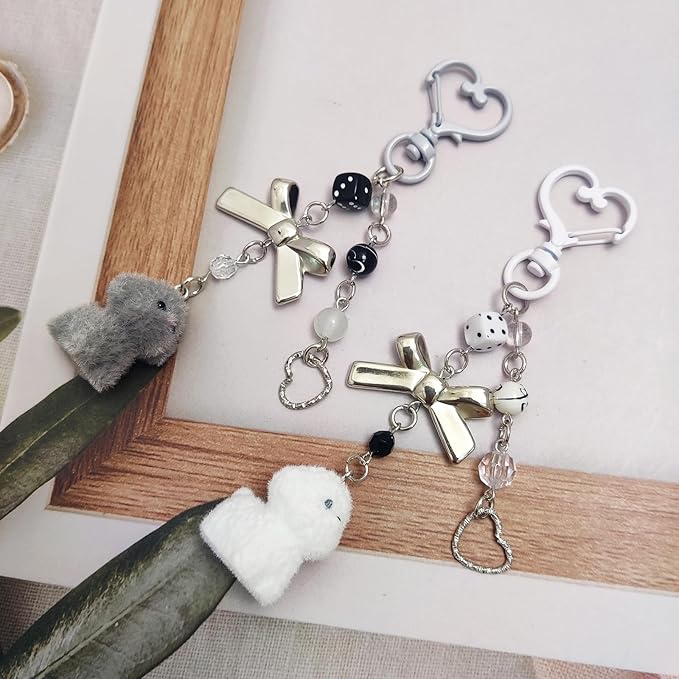 Cute Dog Keychain Fuzzy Dog Puppy Decor Keychain Aesthetic Y2K Bag Charms Stylish Dog Pendant Keychains Accessories