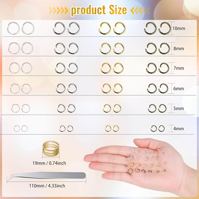 2840 Pieces Jump Rings for Jewelry Making, Shynek Open Jump Rings for Jewelry Making Supplies, Crafts and Keychains(4mm 5mm 6mm 7mm 8mm 10mm)