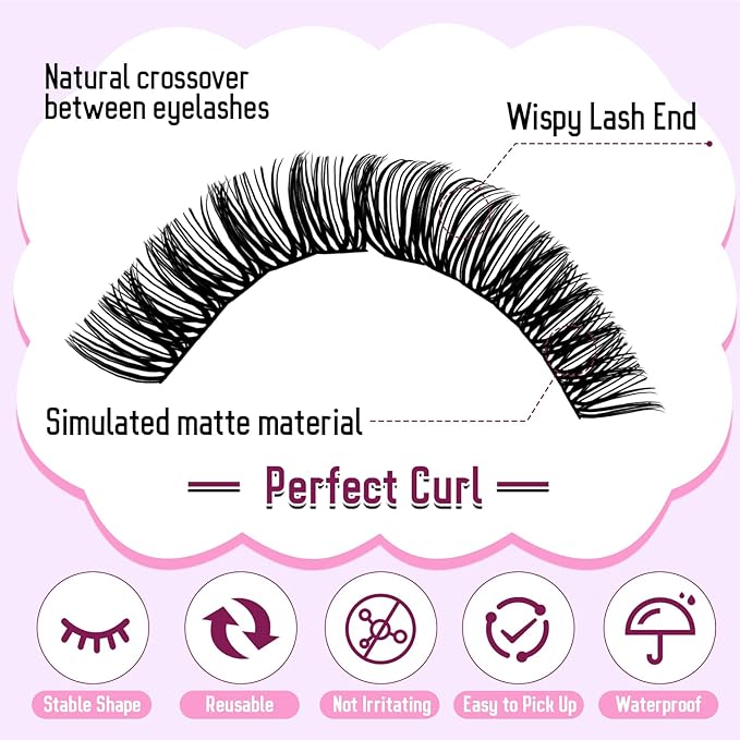 Lash Clusters Kit 60D+80D+100D+150D Wispy Individual Lashes Kit D-Curly Volume Lash Extensions 10-18mm Natural DIY Cluster Lashes Kit for Beginners