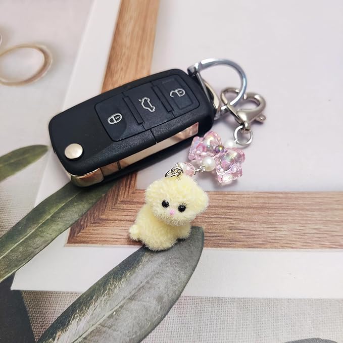 Cute Dog Keychain Fuzzy Dog Puppy Decor Keychain Aesthetic Y2K Bag Charms Stylish Dog Pendant Keychains Accessories