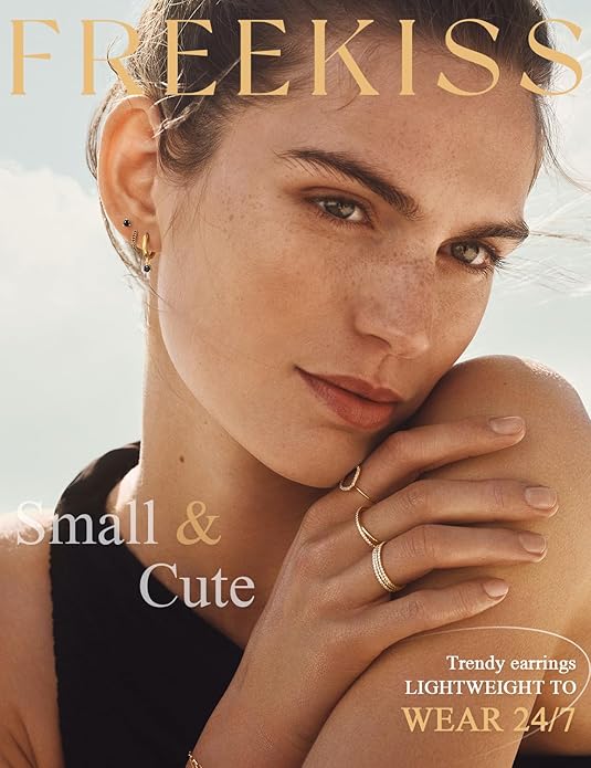 Freekiss 3 Pairs Gold Hoop Earrings Set: Dainty Stud Earrings Trendy Small 14K Gold Plated Hypoallergenic Dangle Cartilage Huggie Hoop Earrings for Women Gold Jewelry for Women Gifts