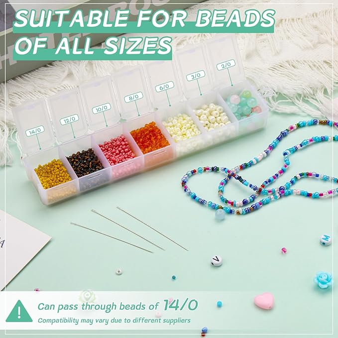 GarfxG 80 PCS Bead Needle Set, 60 PCS Straight Seed Beading Needles, 10 PCS Collapsible Big Eye Beading Needles w 2 PCS Twisted Bead Needles for Jewelry Making, Bead & Sequin Embroidery Crafting DIY