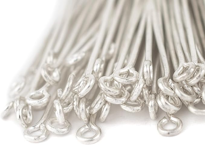 The Bead Chest Silver 21 Gauge 2 Inch Eye Pins (Approx 100 Pieces)