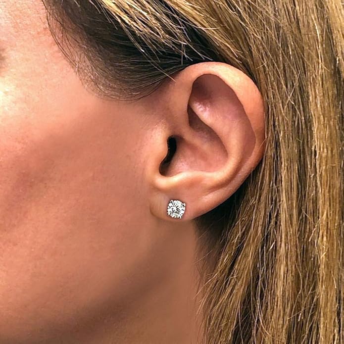 IGI Certified 1 to 10 Carat D-E Color and VS1-VS2 Clarity Lab Grown Diamond Stud Earrings for Women I 14k White Gold Earrings for Her I Secure Screw Back Made in USA by Beverly Hills Jewelers