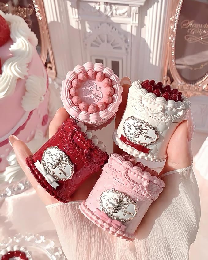 Flower Knows Strawberry Cupid 12-Piece Makeup Gift Box Set,Lip Cream×2+Liquid Blush×2+Makeup Palette×1+Hand Mirror×1+Solid Perfume×1+Hair Clip×1+Cushion Powder Puff×2+Eyeshadow Brush×1+Gift Box×1