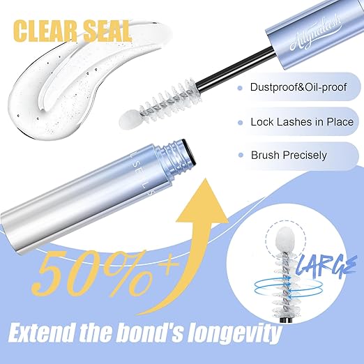 Ailynalash Lash Cluster Glue,Strong Hold Lash Bond and Seal Waterproof,2-in-1 False Eyelash Adhesive for Clusters,Black Long-Lasting 144H Latex-Free,Quick Dry,for DIY Individual Lash at Home(5ml+5ml)
