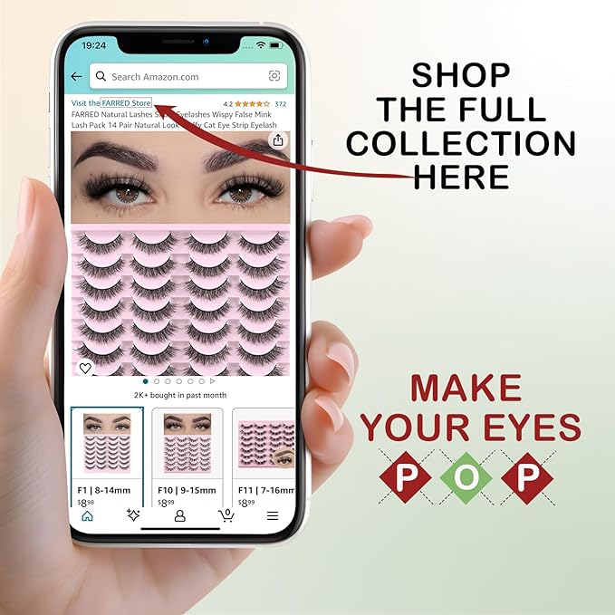 FARRED Lashes Natural Look Short Cat Eye Natural Lashes Fluffy Wispy False Eyelashes 14 Pairs Faux Mink Strip Eye Lashes Pack for Daily Makeup (F7 | 6-15mm)