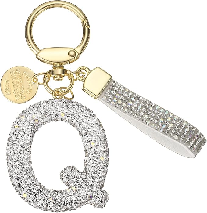 PATIKIL Initial Letter Keychain, Cute Sparkly Rhinestone Key Chain Alphabet Charm for Car Keys Handbags Purse
