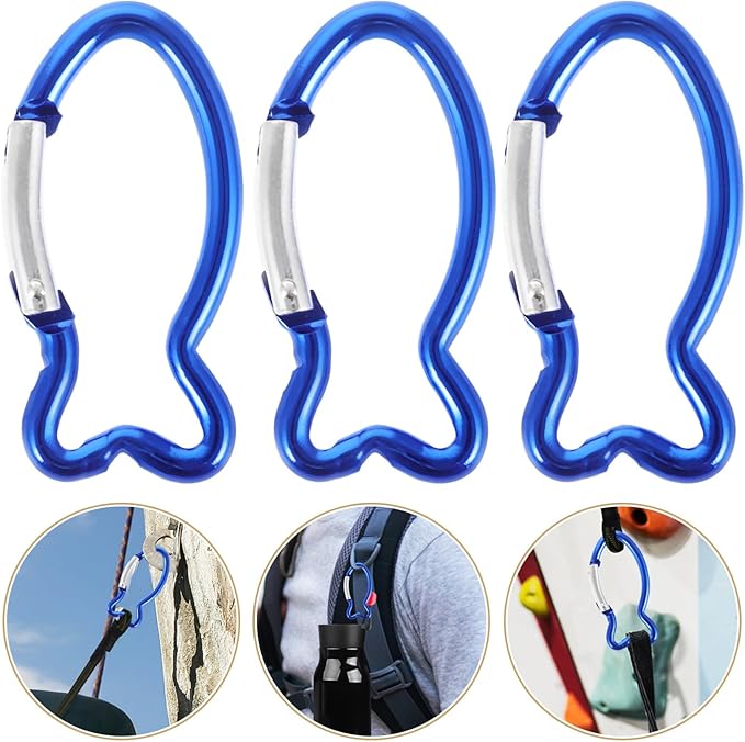 NOLITOY 10Pcs Fish Shaped Carabiner Clips: Aluminum Alloy Spring Hooks - Mountaineering Hooks for Outdoor Camping Hiking Fishing Backpack Belt Keys