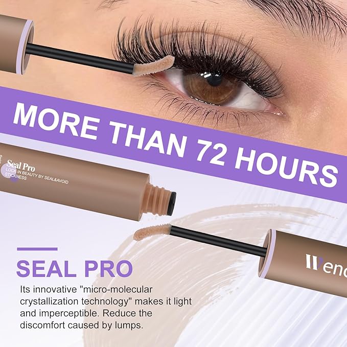 WENDY LASHES Brown Lash Cluster Glue, Lash Bond and Seal Waterproof, Quick-Dry Long-Lasting 72H Eyelash Glue for Clusters, Eyelash Adhesive, More Natural, More Solid, and More Gentle - 12ml