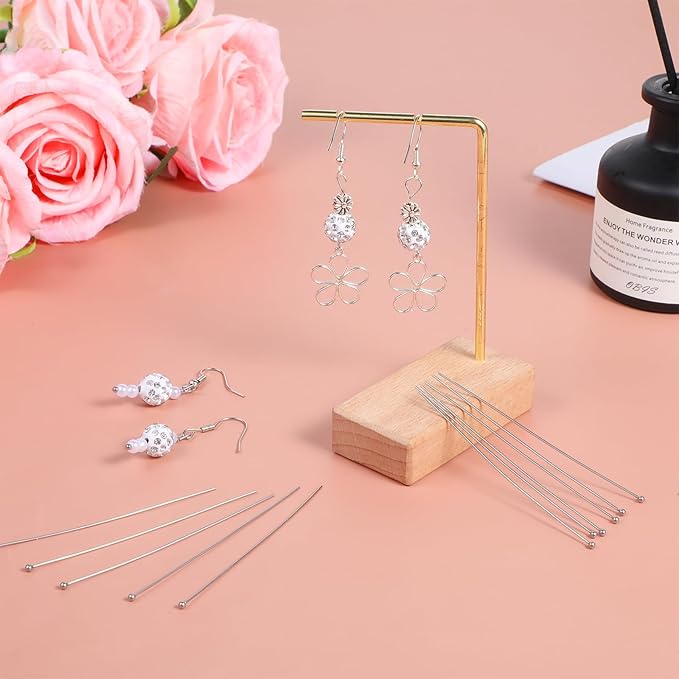 200PCS Head Pins for Jewelry Making, Stainless Steel Eye Pins for Jewelry Making, 70mm Silver Ball Head Pin, Bendable Jewelry Findings for DIY Crafts