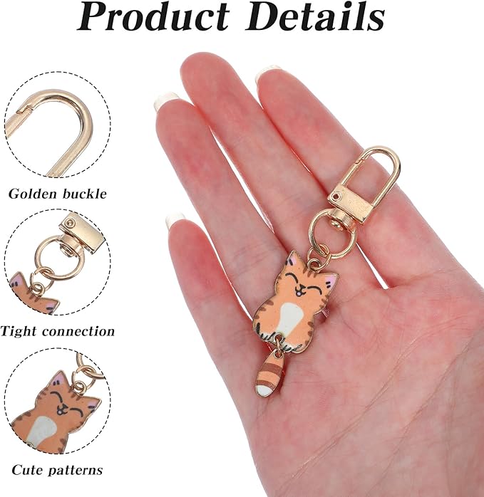 Ouligay 3PCS Cat Keychain Key Chains Women Cute Kawaii Key Chain Charms, Bag Charms for Handbags Colorful Keychains for Women, Girls, Teens