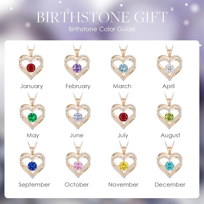 CDE Forever Love Heart Necklaces for Women, Wedding Anniversary, Birthday Mothers Day Christmas Day Gifts for Mom, Mother, Wife, friend, S925 Silver Jewelry with Birthstone Pendant