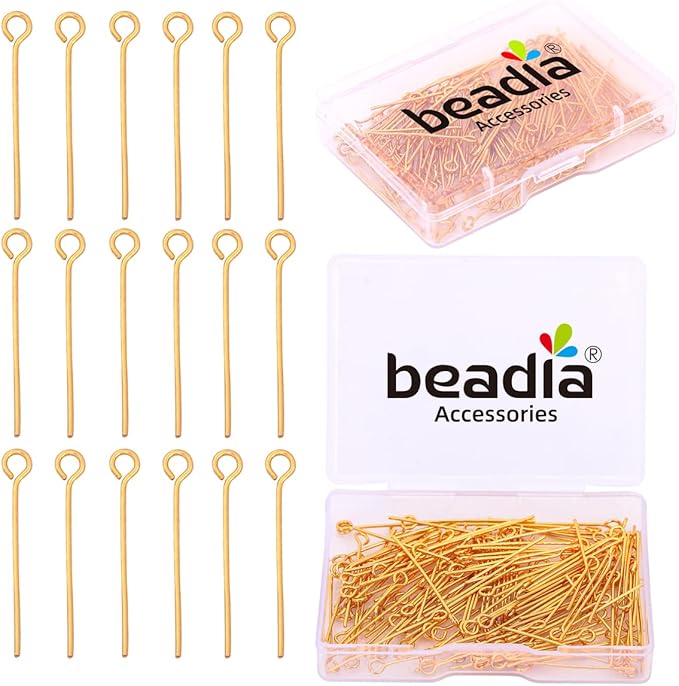 18K Gold Plated Open Eye Pins Non Tarnish 35mm 150pcs for Jewelry Making Findings