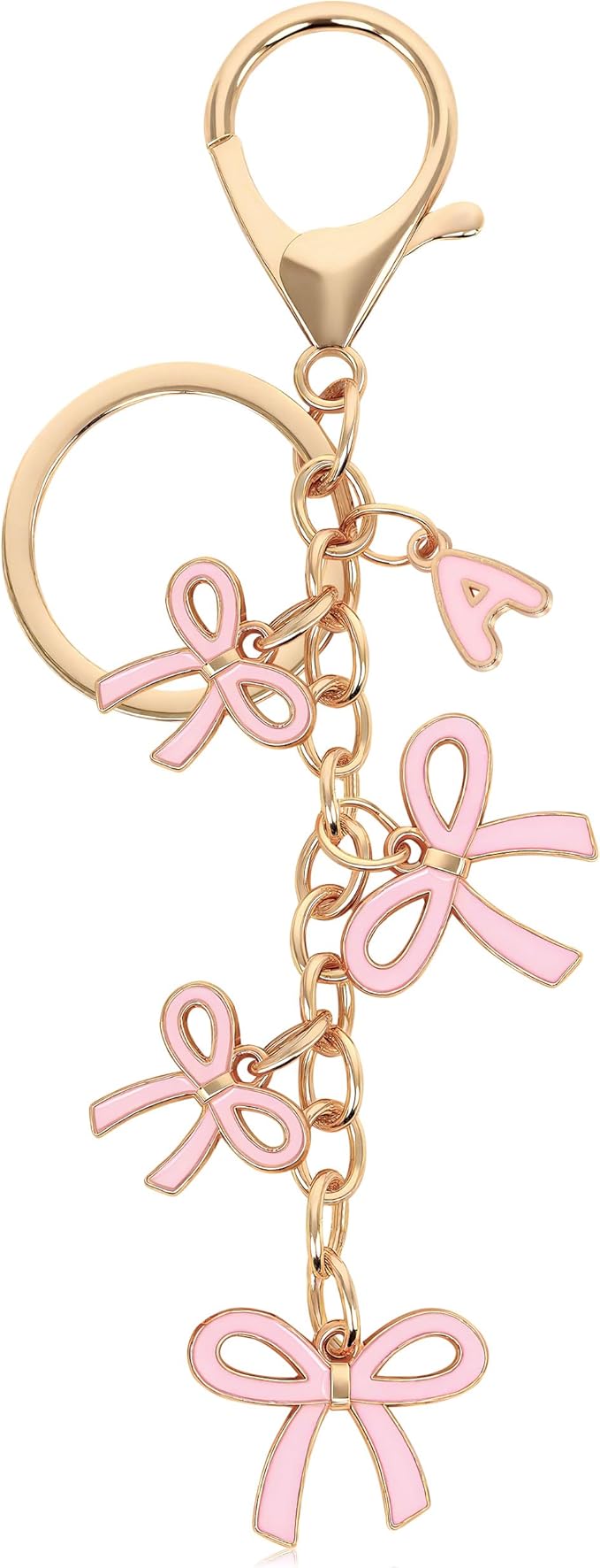 Bow Purse Charms Keychain - Pink Bow Alphabet Letter Key Chain, Bag Charms Wallet