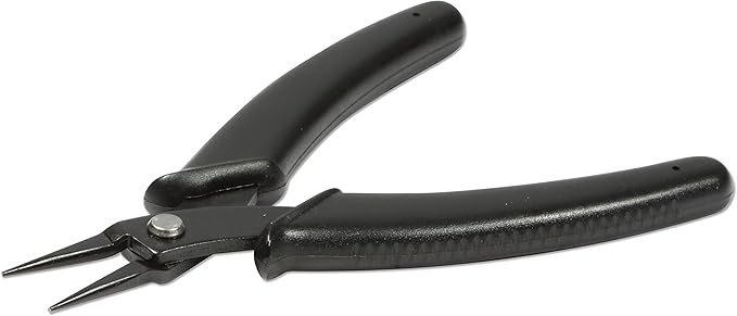 The Beadsmith Hi-Tech Round Nose Pliers, 5.5 inches (140mm) with high Carbon Steel Head, Black Comfort Grip Handle with Spring, Tool for Jewelry Making, Electronics or Micro Mechanics