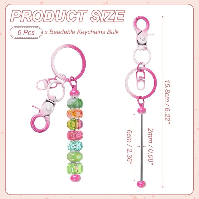 uxcell Beadable Keychain, Keychain Making Supplies, Blank Bead Metal Chain Bars for DIY Crafts Jewelry Making Gift