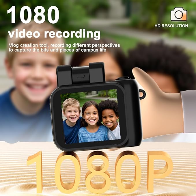 Retro Snap Camera，Mini Nostalgic Vintage View，Tiny Snaps，Keychain Digital Photo Camera，Llavero Mini CáMara Retro，1080p Hd with Led Flash Light (White 16G)
