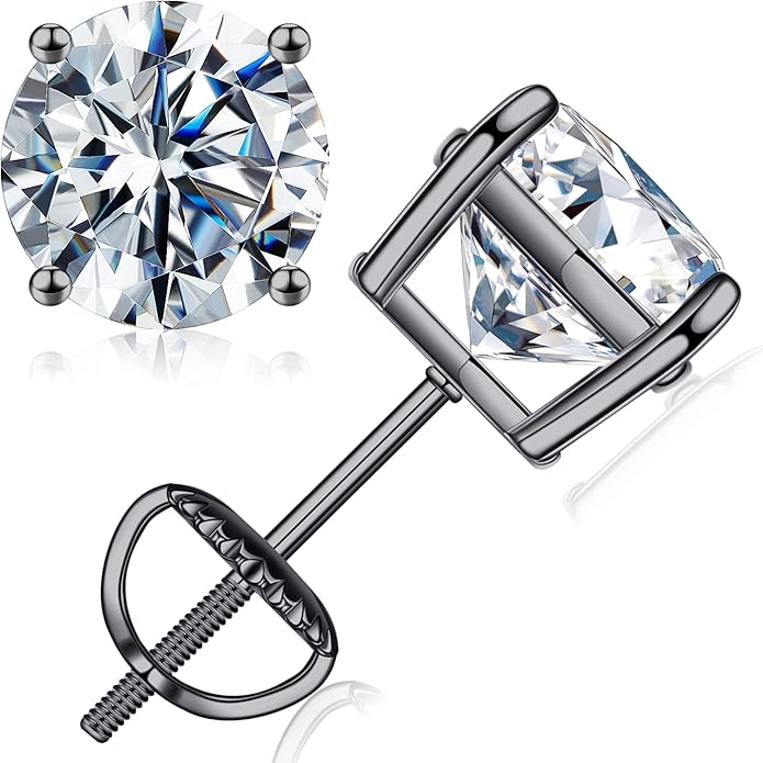 SMILEST 0.2-4ct Moissanite Screw Back Earrings, D Color VVS1 Clarity Lab Created Moissanite 14K White Yellow Rose Gold Ruthenium Vermeil 925 Sterling Silver Moissanite Earrings for Women Men Jewelry Gifts