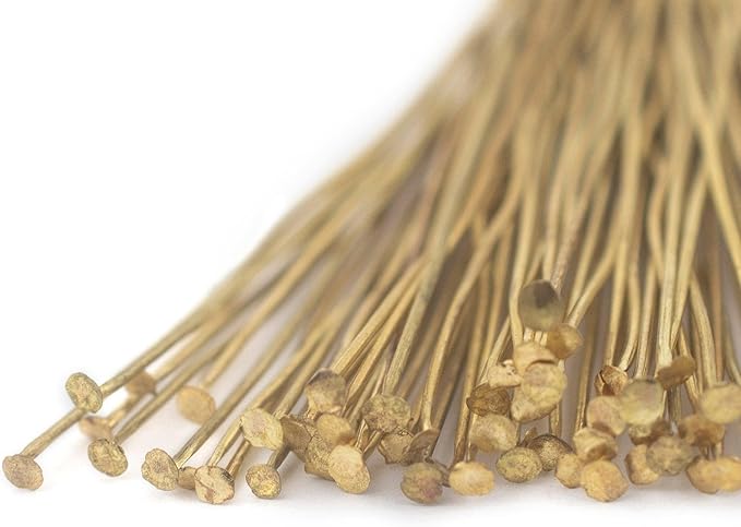 The Bead Chest Brass 21 Gauge 3 Inch Head Pins (Approx 100 Pieces)