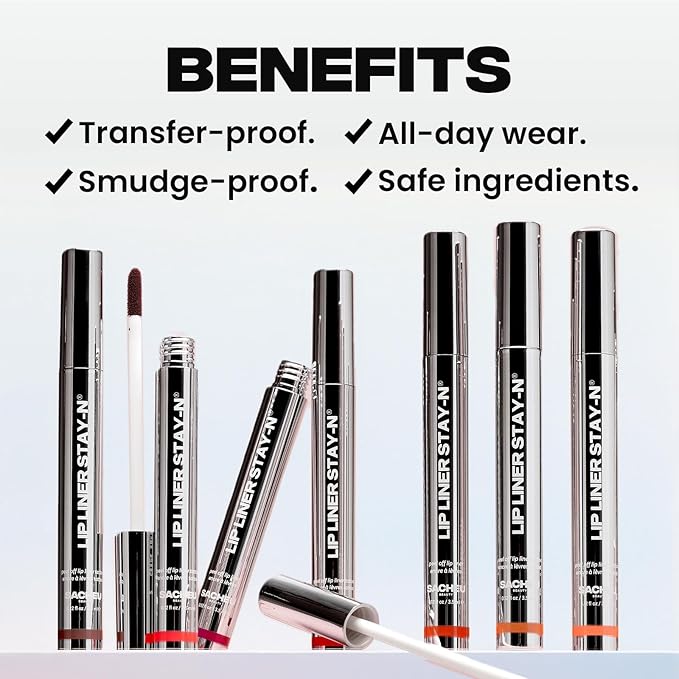 Sacheu Lip Liner STAY-N Peel Off Lip Stain — Long Lasting Waterproof Lip Tint with Hyaluronic Acid & Vitamin E — Transfer Proof Matte Finish, Vegan & Cruelty-Free (MUAH-VE)