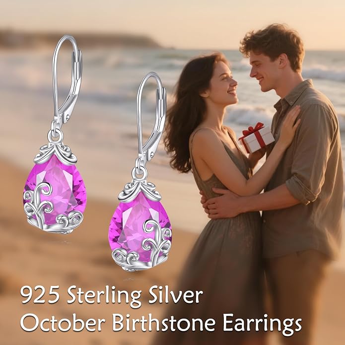 POPLYKE Celtic Filigree Teardrop Drop Dangle Earrings Sterling Silver Leverback Earrings Jewelry for Women
